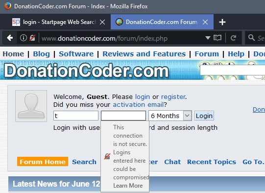 Firefox says insecure connection windows 10